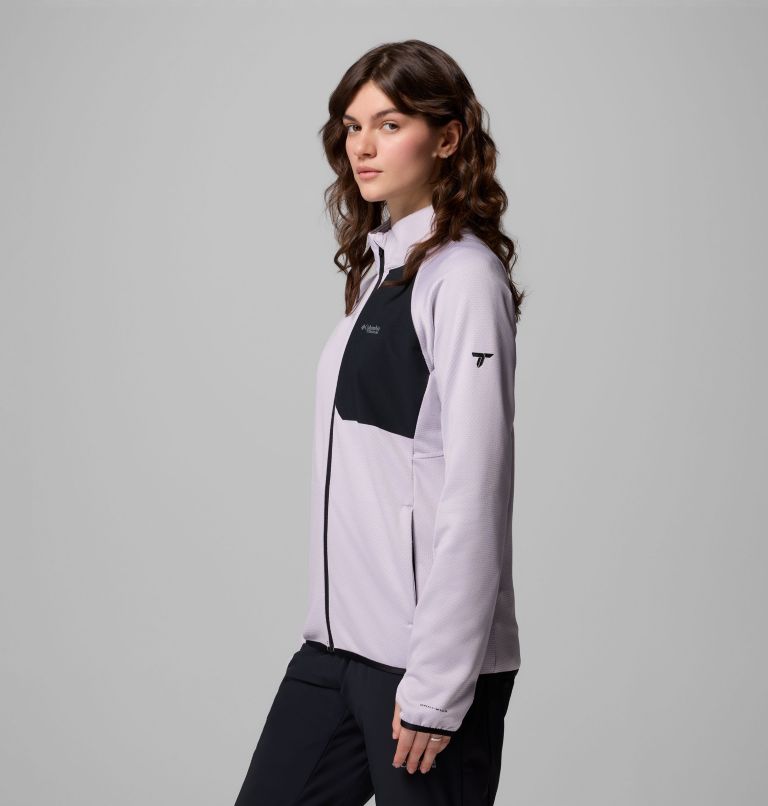 Women's Triple Canyon Grid Fleece Full Zip Jacket, Color: Lavender Pearl, Black, image 4
