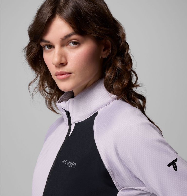 Women's Triple Canyon Grid Fleece Full Zip Jacket, Color: Lavender Pearl, Black, image 6