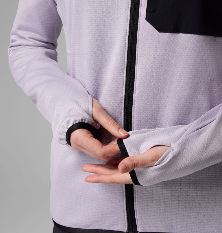 Women's Triple Canyon Grid Fleece Full Zip Jacket, Color: Lavender Pearl, Black, image 7