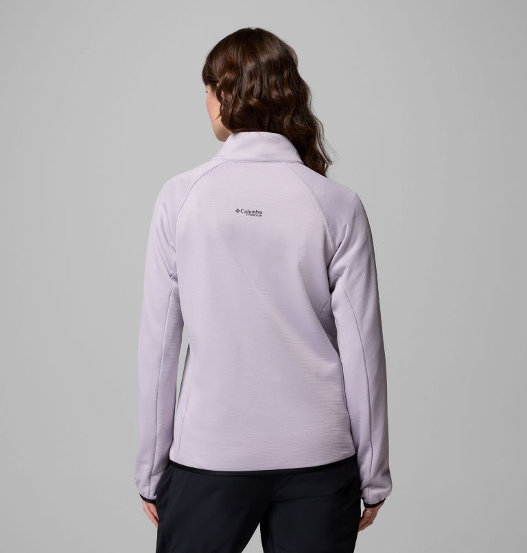 Women's Triple Canyon Grid Fleece Full Zip Jacket, Color: Lavender Pearl, Black, image 3