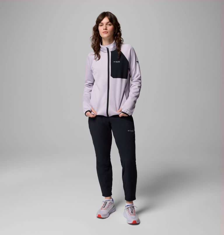 Women's Triple Canyon Grid Fleece Full Zip Jacket, Color: Lavender Pearl, Black, image 2
