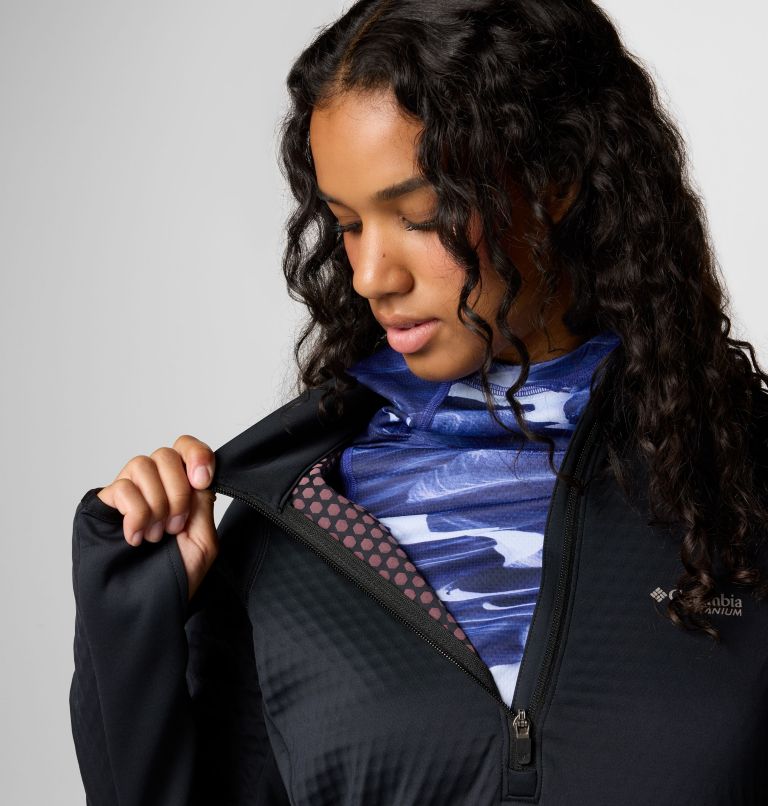 Women's Crystal Leaf Omni-Heat Helix Half Zip Pullover, Color: Black, image 7