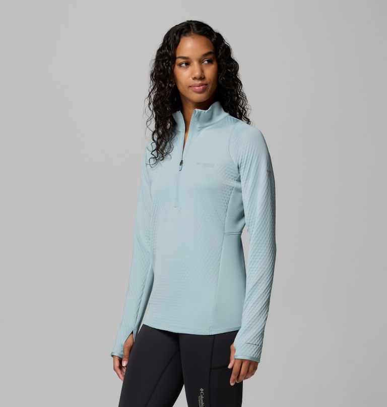 Women's Crystal Leaf Omni-Heat Helix Half Zip Fleece, Color: Crushed Blue, image 4