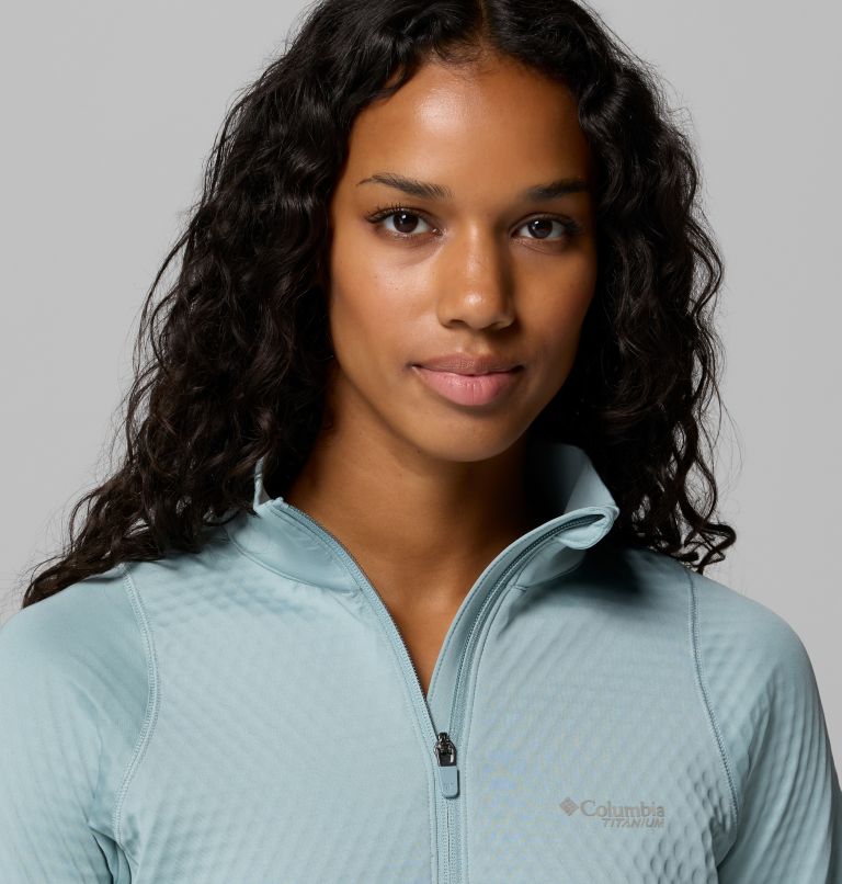Women's Crystal Leaf Omni-Heat Helix Half Zip Fleece, Color: Crushed Blue, image 6