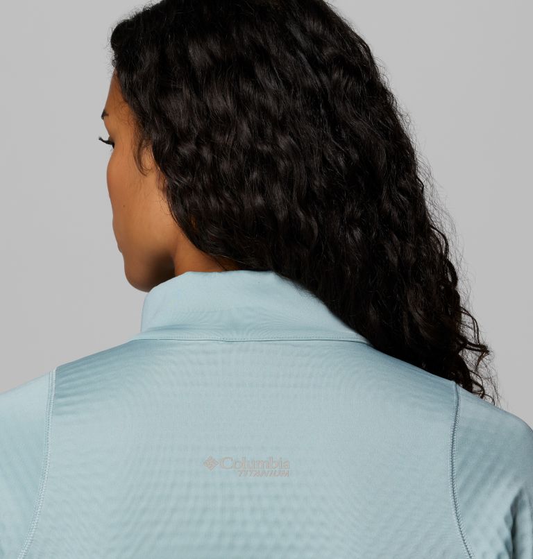Women's Crystal Leaf Omni-Heat Helix Half Zip Fleece, Color: Crushed Blue, image 7