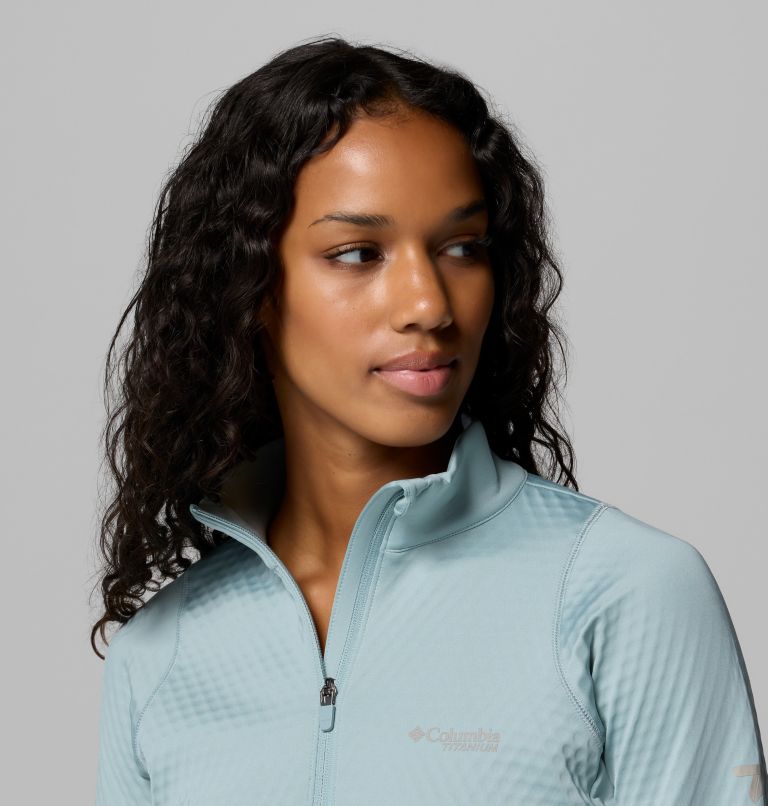 Women's Crystal Leaf Omni-Heat Helix Half Zip Fleece, Color: Crushed Blue, image 8