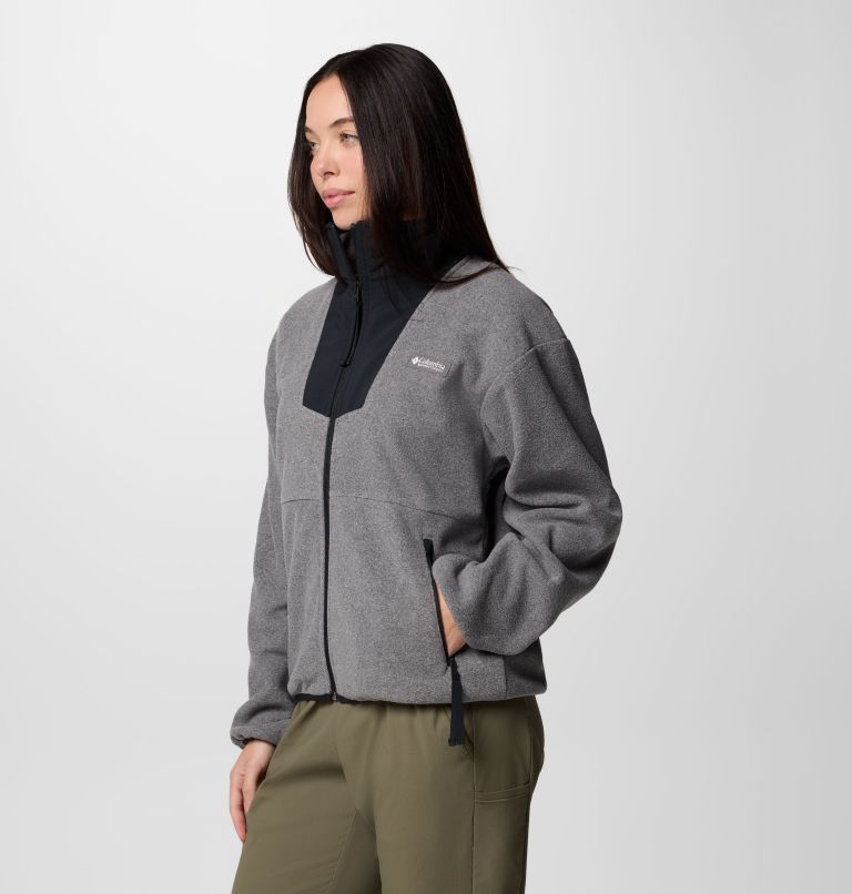 Women's Sequoia Grove Full Zip Fleece, Color: City Grey Heather, Black, image 3
