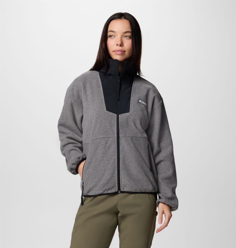 Women's Sequoia Grove Full Zip Fleece, Color: City Grey Heather, Black, image 1