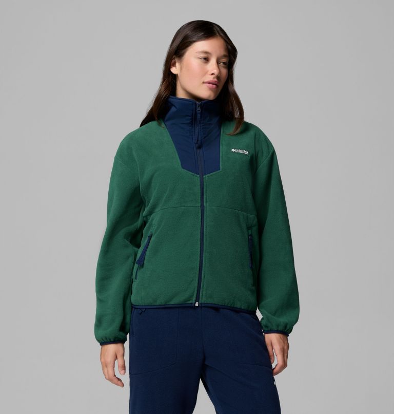 Women's Sequoia Grove Full Zip Fleece, Color: Rain Forest, Collegiate Navy, image 5