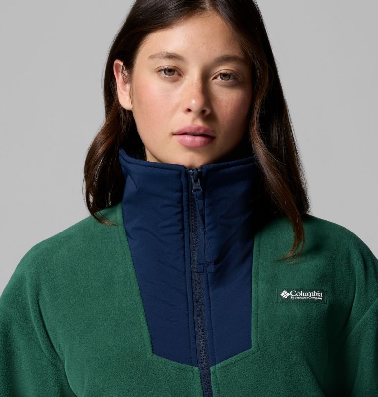 Women's Sequoia Grove Full Zip Fleece, Color: Rain Forest, Collegiate Navy, image 6