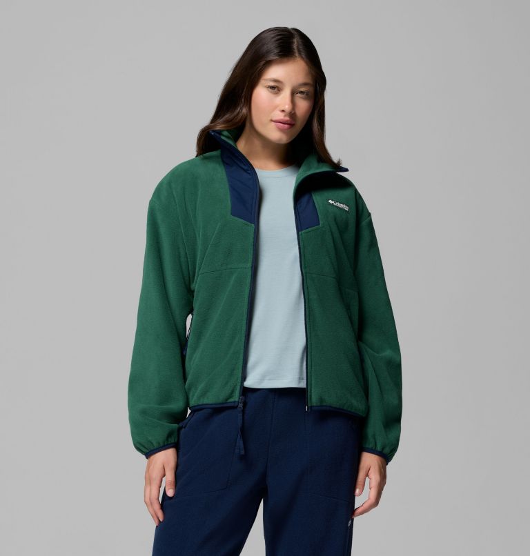 Women's Sequoia Grove Full Zip Fleece, Color: Rain Forest, Collegiate Navy, image 1