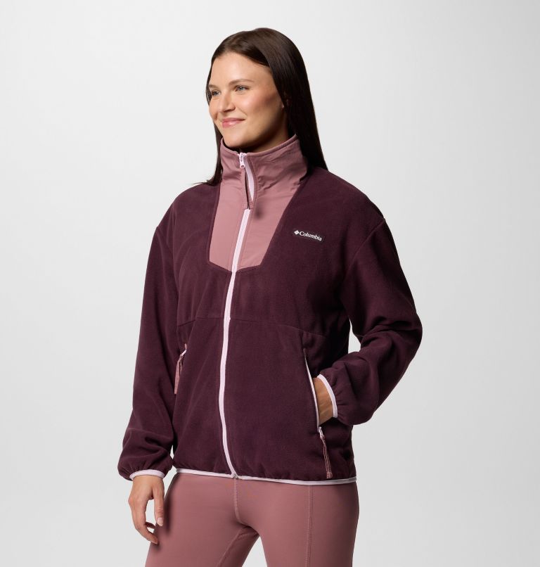 Women's Sequoia Grove Full Zip Fleece, Color: Moonvista, Fig, Pink Dawn, image 4