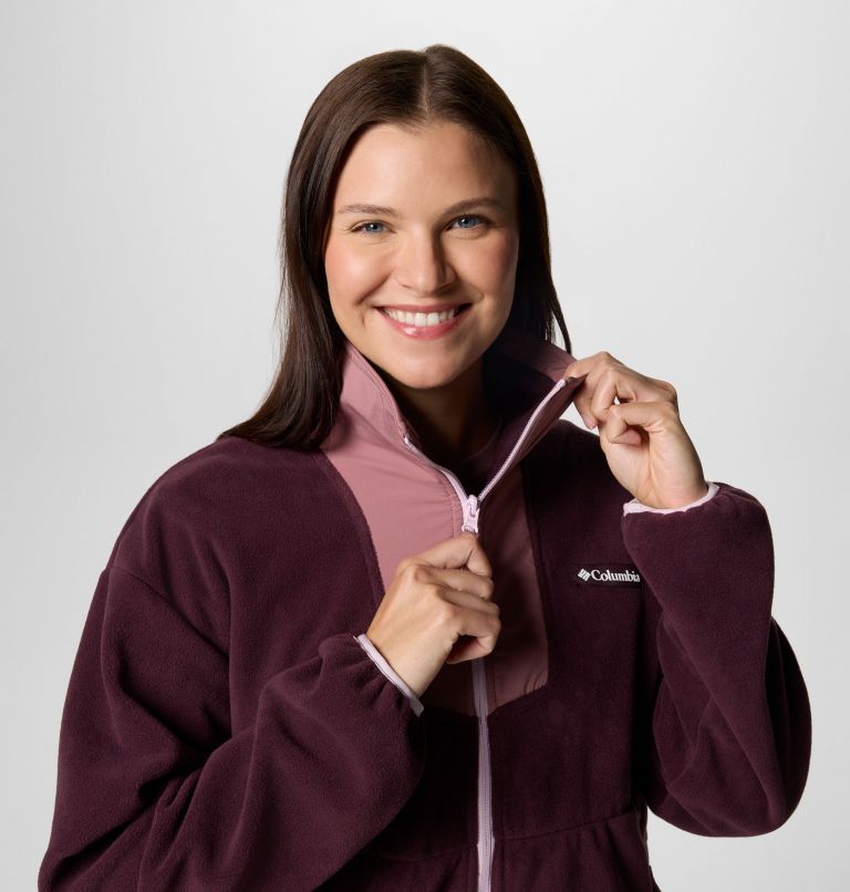 Women's Sequoia Grove Full Zip Fleece, Color: Moonvista, Fig, Pink Dawn, image 5