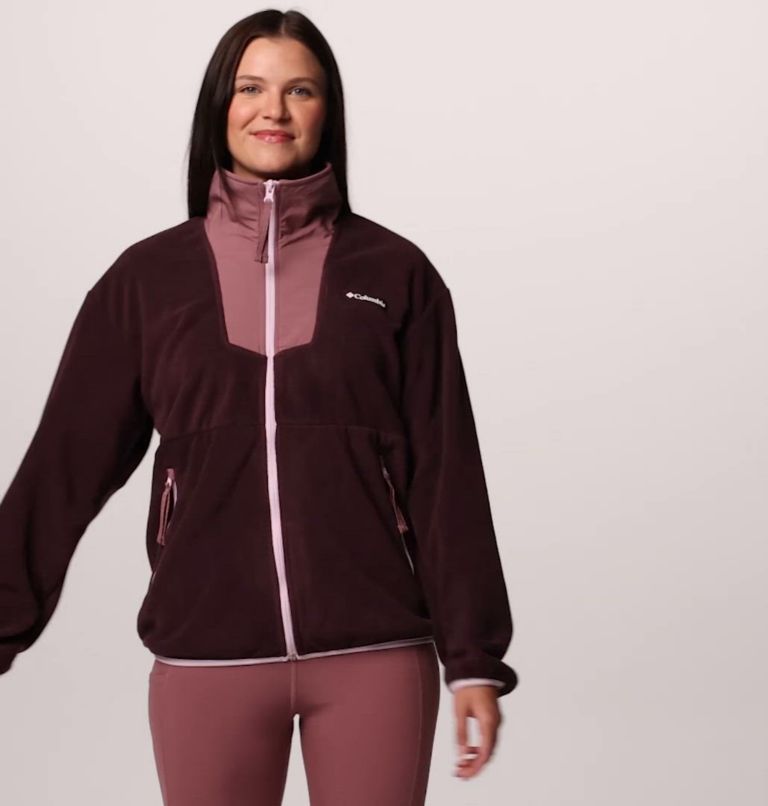 Women's Sequoia Grove Full Zip Fleece, Color: Moonvista, Fig, Pink Dawn