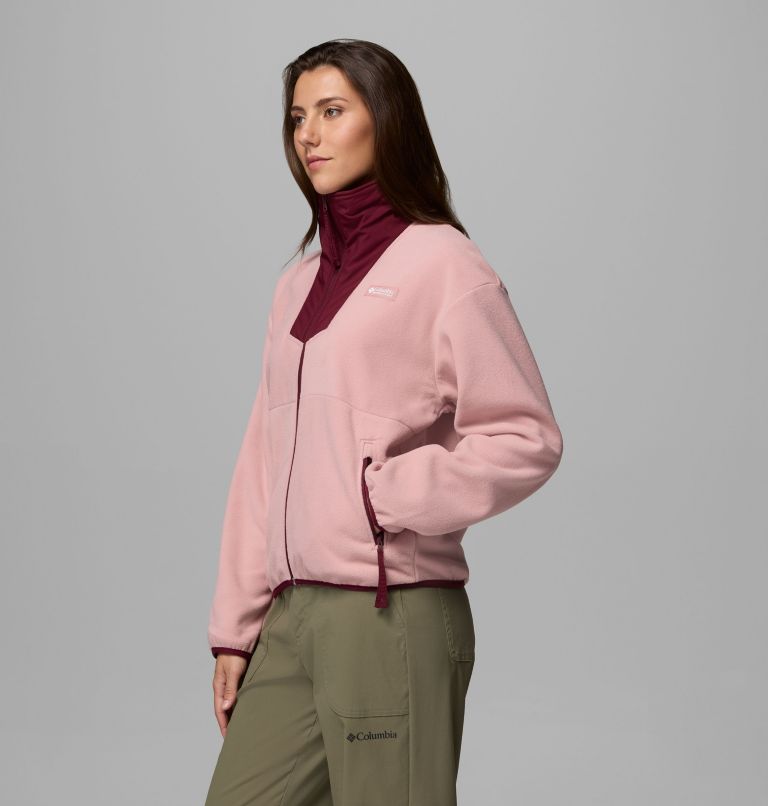 Women's Sequoia Grove Full Zip Fleece, Color: Eraser Pink, Rich Wine, image 4