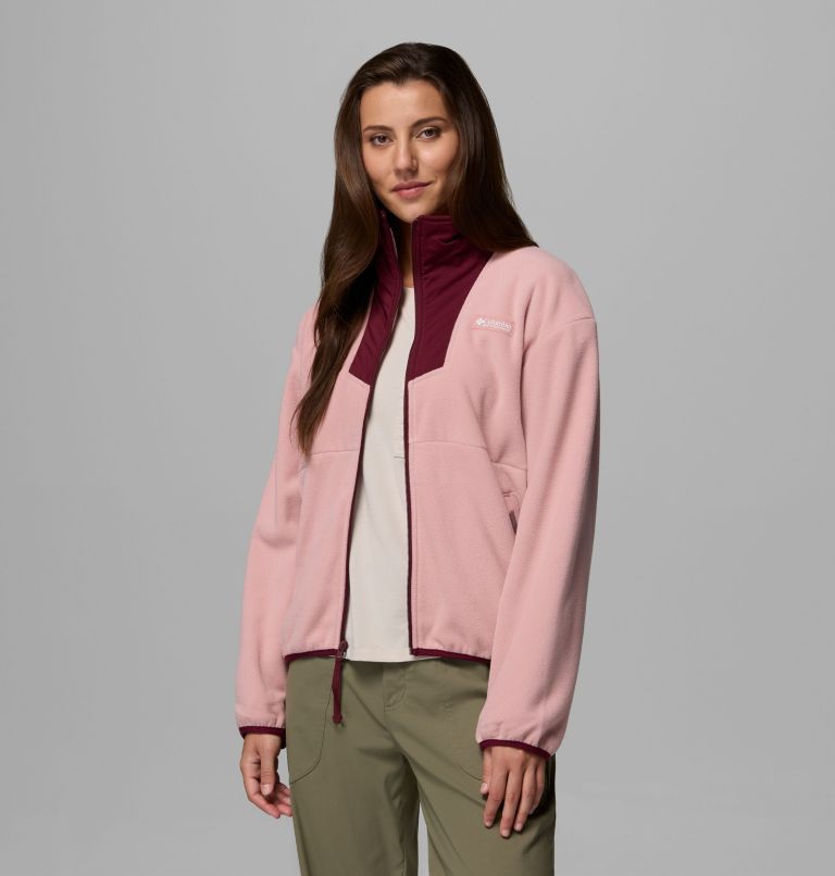 Women's Sequoia Grove Full Zip Fleece, Color: Eraser Pink, Rich Wine, image 5