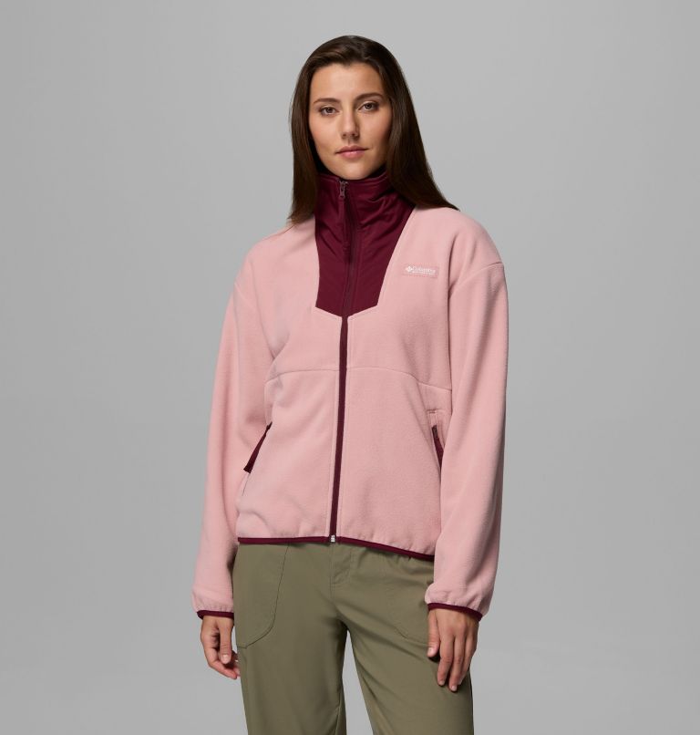 Women's Sequoia Grove Full Zip Fleece, Color: Eraser Pink, Rich Wine, image 1