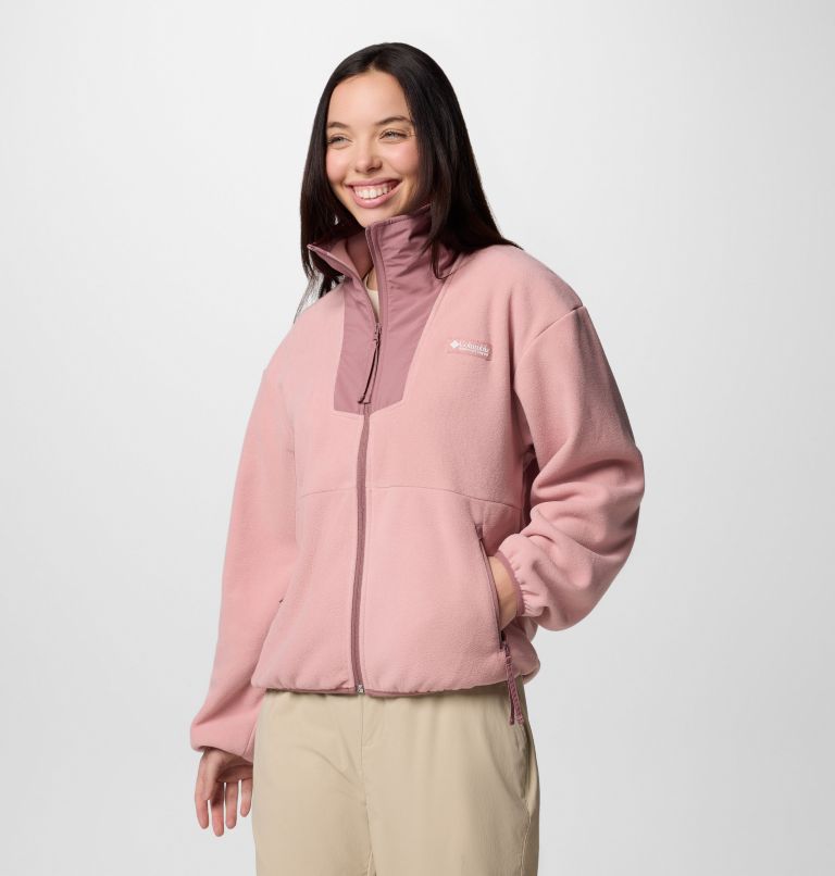 Women's Sequoia Grove Full Zip Fleece, Color: Eraser Pink, Fig, image 3
