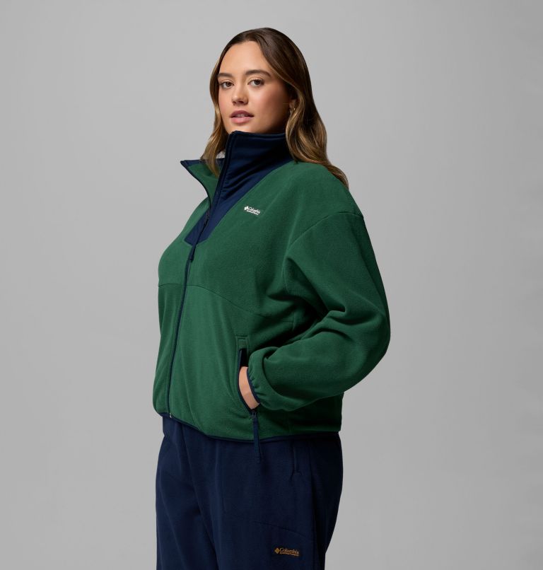 Women's Sequoia Grove Full Zip Fleece - Plus Size, Color: Rain Forest, Collegiate Navy, image 4