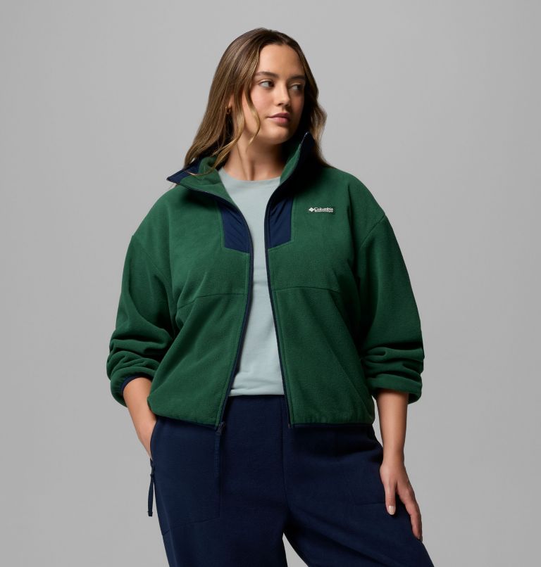 Women's Sequoia Grove Full Zip Fleece - Plus Size, Color: Rain Forest, Collegiate Navy, image 5