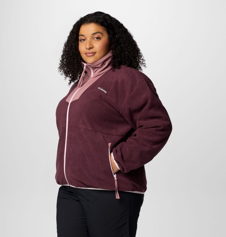 Women's Sequoia Grove Full Zip Fleece - Plus Size, Color: Moonvista, Fig, Pink Dawn, image 4