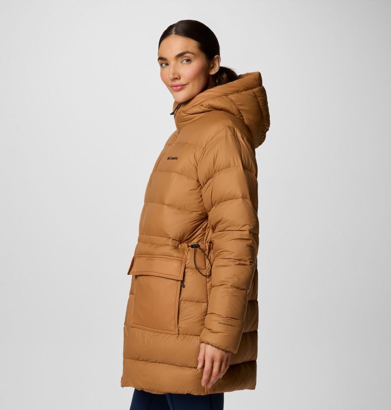 Women's Harmony Falls Hooded Mid Down Jacket, Color: Camel Brown, image 4