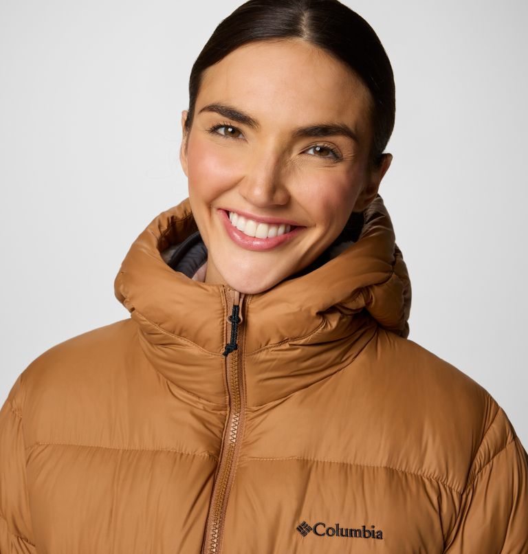Women's Harmony Falls Hooded Mid Down Jacket, Color: Camel Brown, image 5