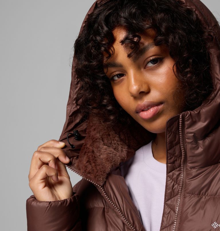Women's Harmony Falls Hooded Mid Down Jacket, Color: Tobacco, image 6