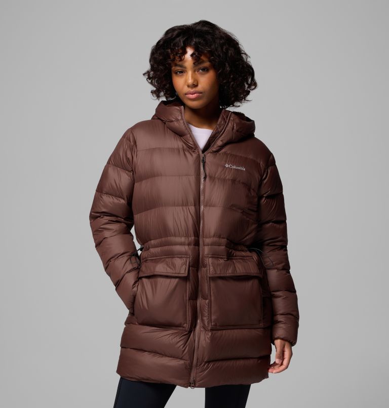 Women's Harmony Falls Hooded Mid Down Jacket, Color: Tobacco, image 1