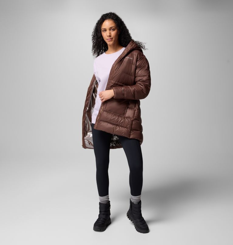 Women's Harmony Falls Hooded Mid Down Jacket, Color: Tobacco, image 9