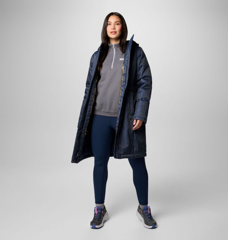 Women's Juniper Ridge II Down Jacket, Color: Collegiate Navy Herringbone, image 3