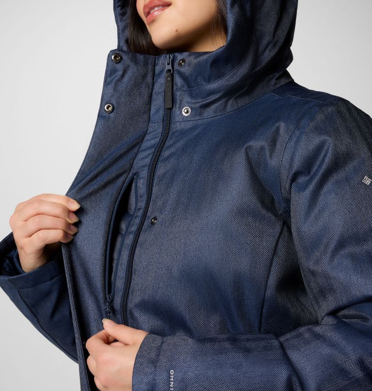 Women's Juniper Ridge II Down Jacket, Color: Collegiate Navy Herringbone, image 6