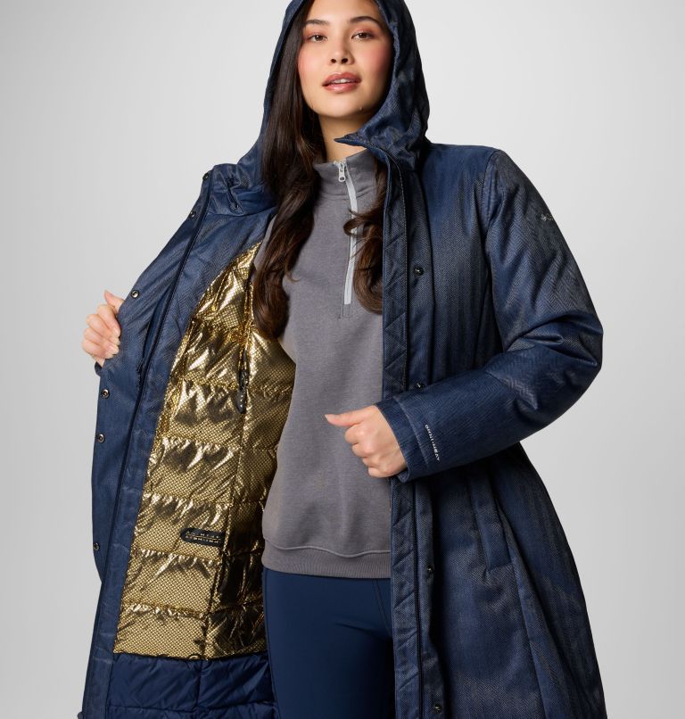 Women's Juniper Ridge II Down Jacket, Color: Collegiate Navy Herringbone, image 7