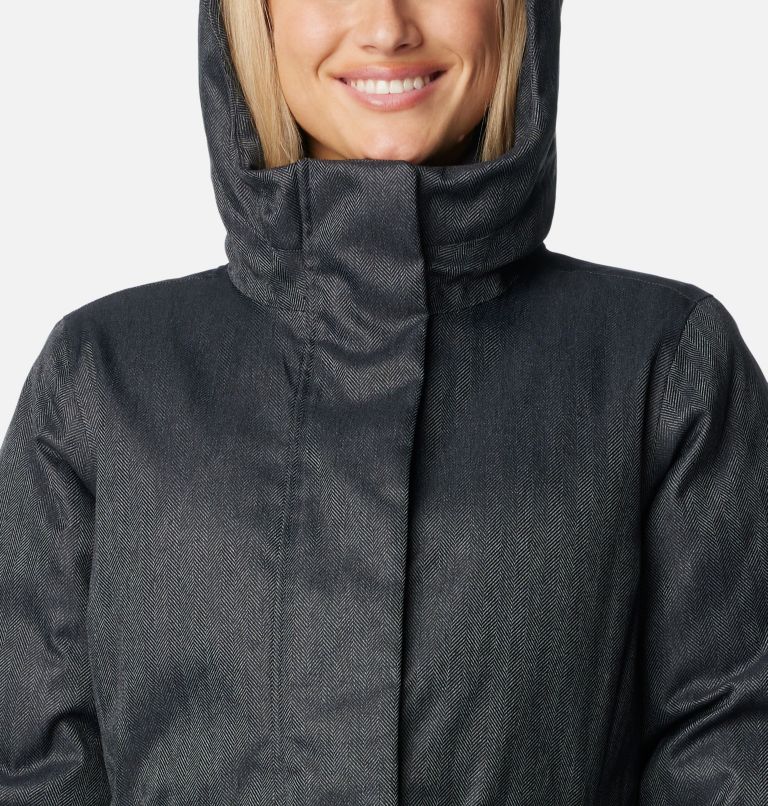 Women's Juniper Ridge II Waterproof Down Parka, Color: Black Herringbone, image 4