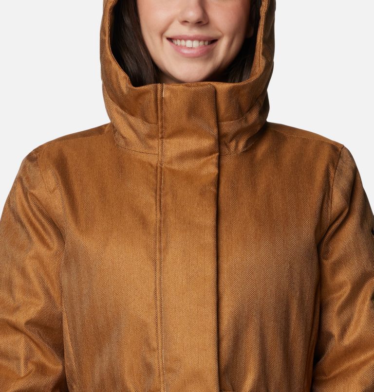 Parka de plumón impermeable Juniper Ridge II para mujer, Color: Camel Brown Herringbone, image 4