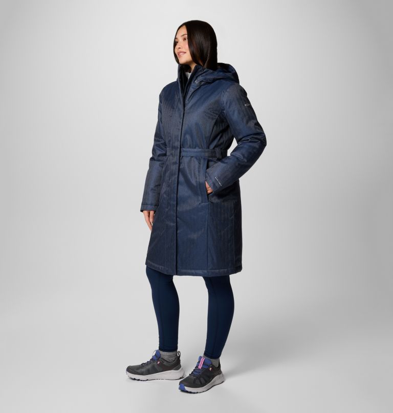 Parka de plumón impermeable Juniper Ridge II para mujer, Color: Collegiate Navy Herringbone, image 4