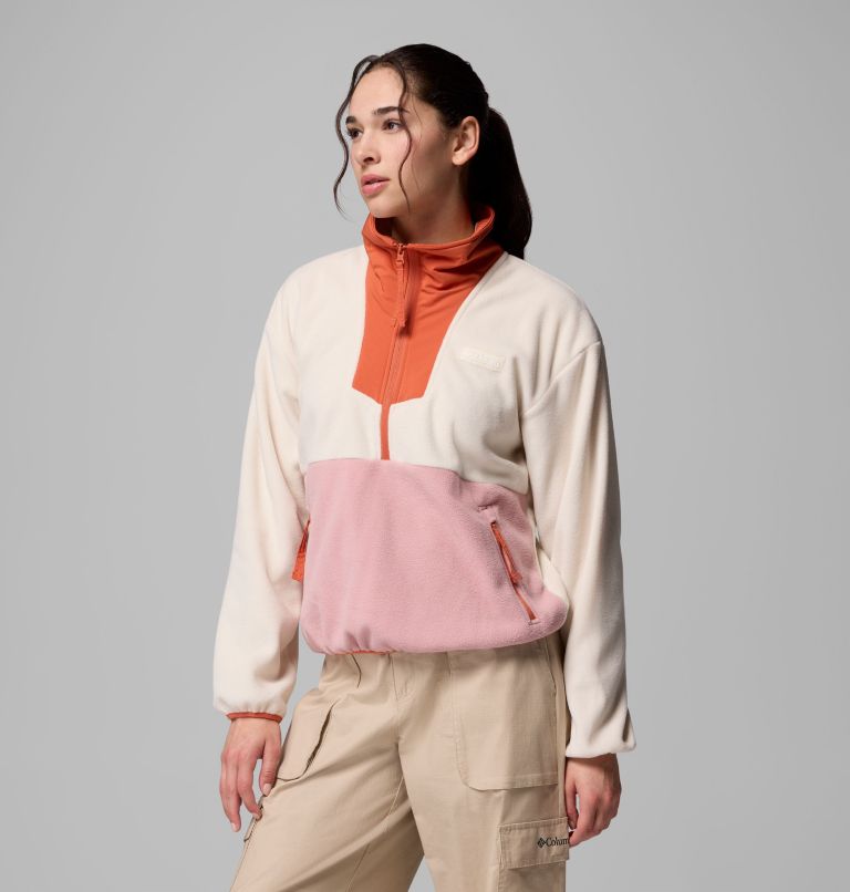 Women's Sequoia Grove Half Zip Fleece, Color: Chalk, Eraser Pink, Tuscan, image 4