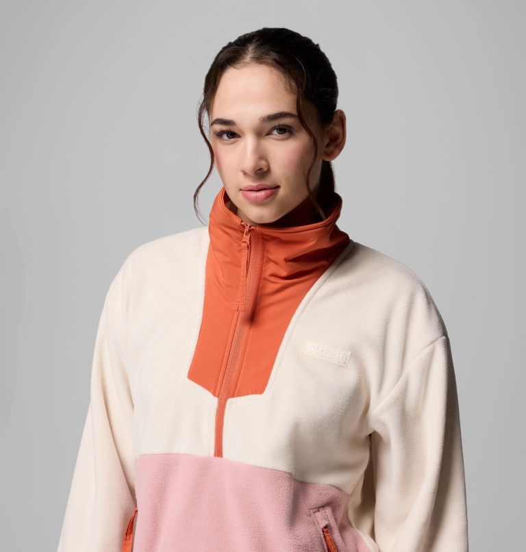Women's Sequoia Grove Half Zip Fleece, Color: Chalk, Eraser Pink, Tuscan, image 5