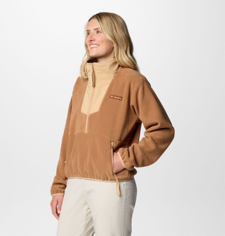 Women's Sequoia Grove Half Zip Fleece, Color: Camel Brown, Canoe, image 4