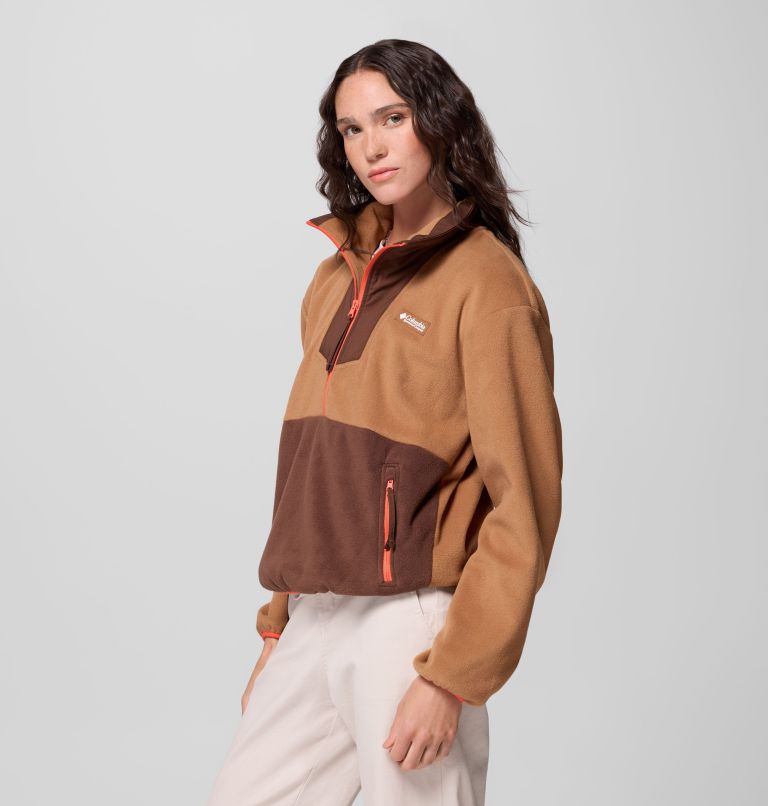 Women's Sequoia Grove Half Zip Fleece, Color: Camel Brown, Tobacco, Zing, image 4
