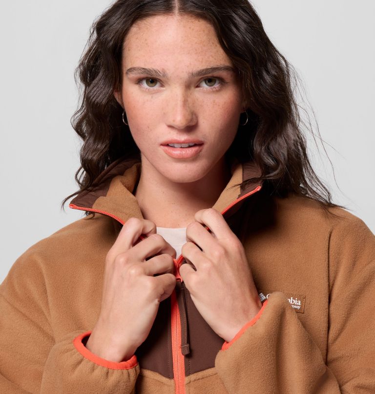 Women's Sequoia Grove Half Zip Fleece, Color: Camel Brown, Tobacco, Zing, image 5