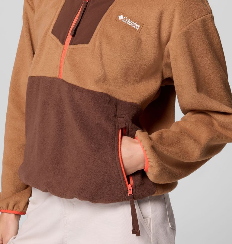 Women's Sequoia Grove Half Zip Fleece, Color: Camel Brown, Tobacco, Zing, image 6