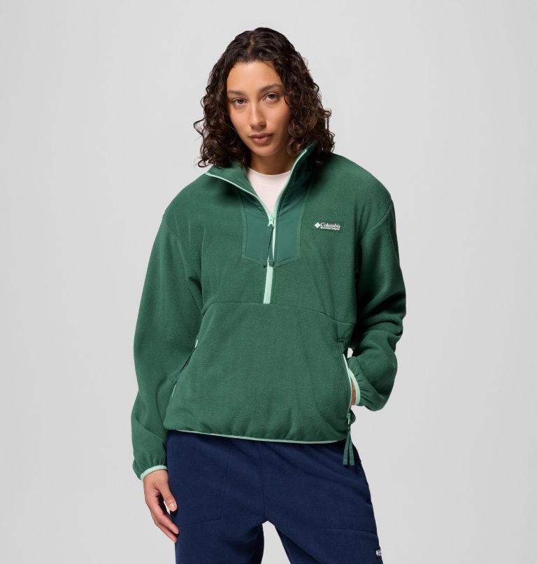 Women's Sequoia Grove Half Zip Fleece, Color: Rain Forest, New Mint, image 1