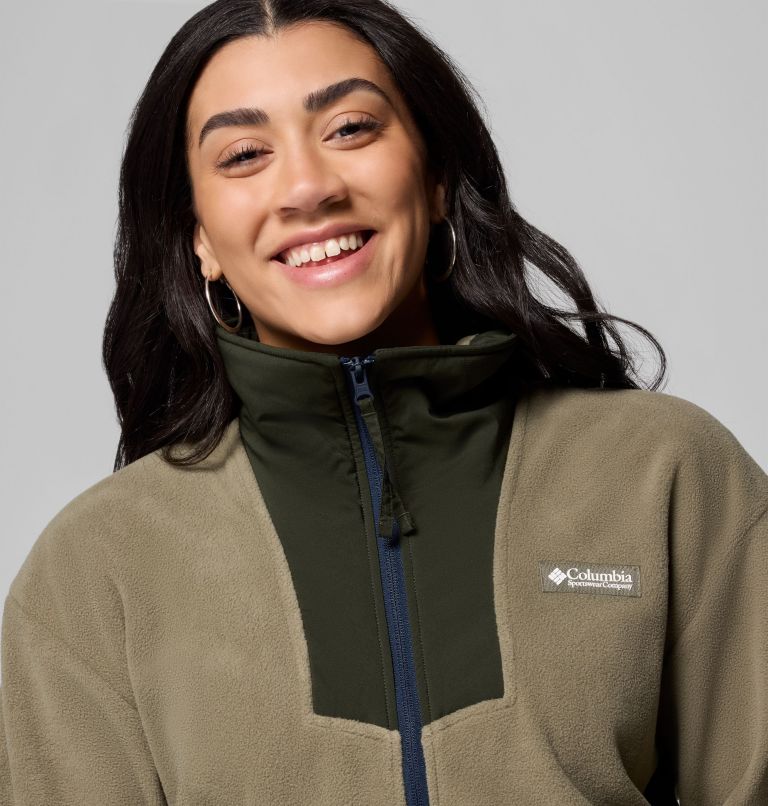 Women's Sequoia Grove Half Zip Fleece, Color: Stone Green, Greenscape, Coll Navy, image 5