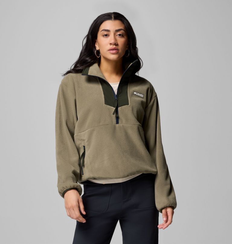 Women's Sequoia Grove Half Zip Fleece, Color: Stone Green, Greenscape, Coll Navy, image 1