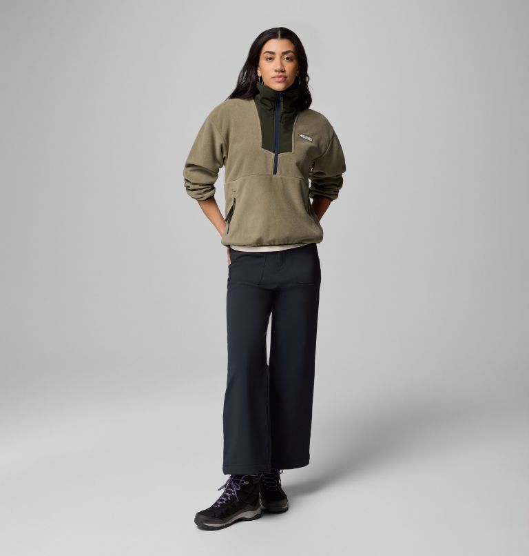 Women's Sequoia Grove Half Zip Fleece, Color: Stone Green, Greenscape, Coll Navy, image 2