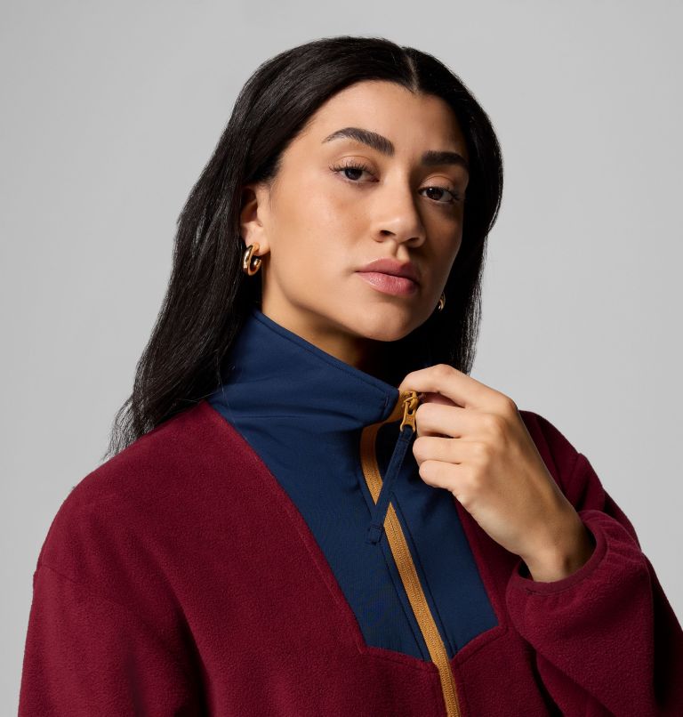 Women's Sequoia Grove Half Zip Fleece, Color: Rich Wine, Collegiate Navy, Maple Sugar, image 5