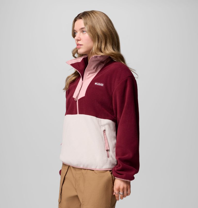 Women's Sequoia Grove Half Zip Fleece, Color: Rich Wine, Dark Stone, Eraser Pink, image 4