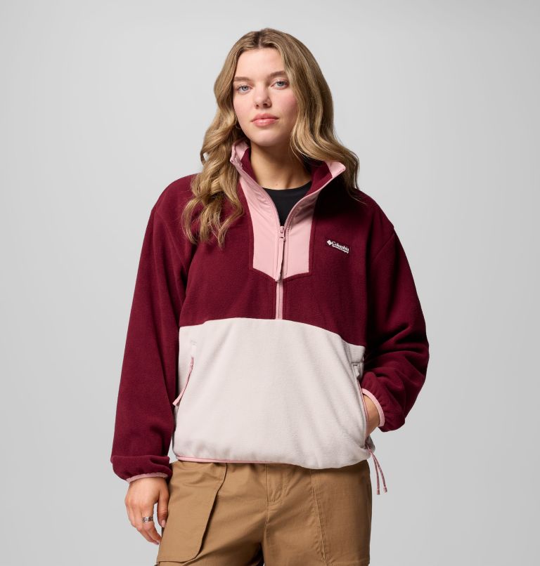 Women's Sequoia Grove Half Zip Fleece, Color: Rich Wine, Dark Stone, Eraser Pink, image 7