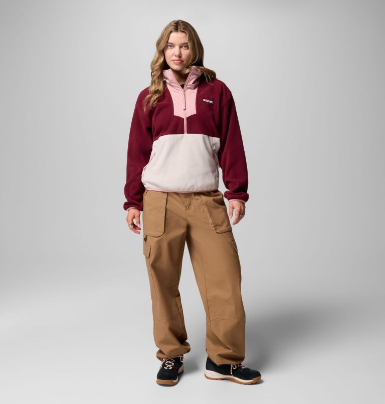 Women's Sequoia Grove Half Zip Fleece, Color: Rich Wine, Dark Stone, Eraser Pink, image 2